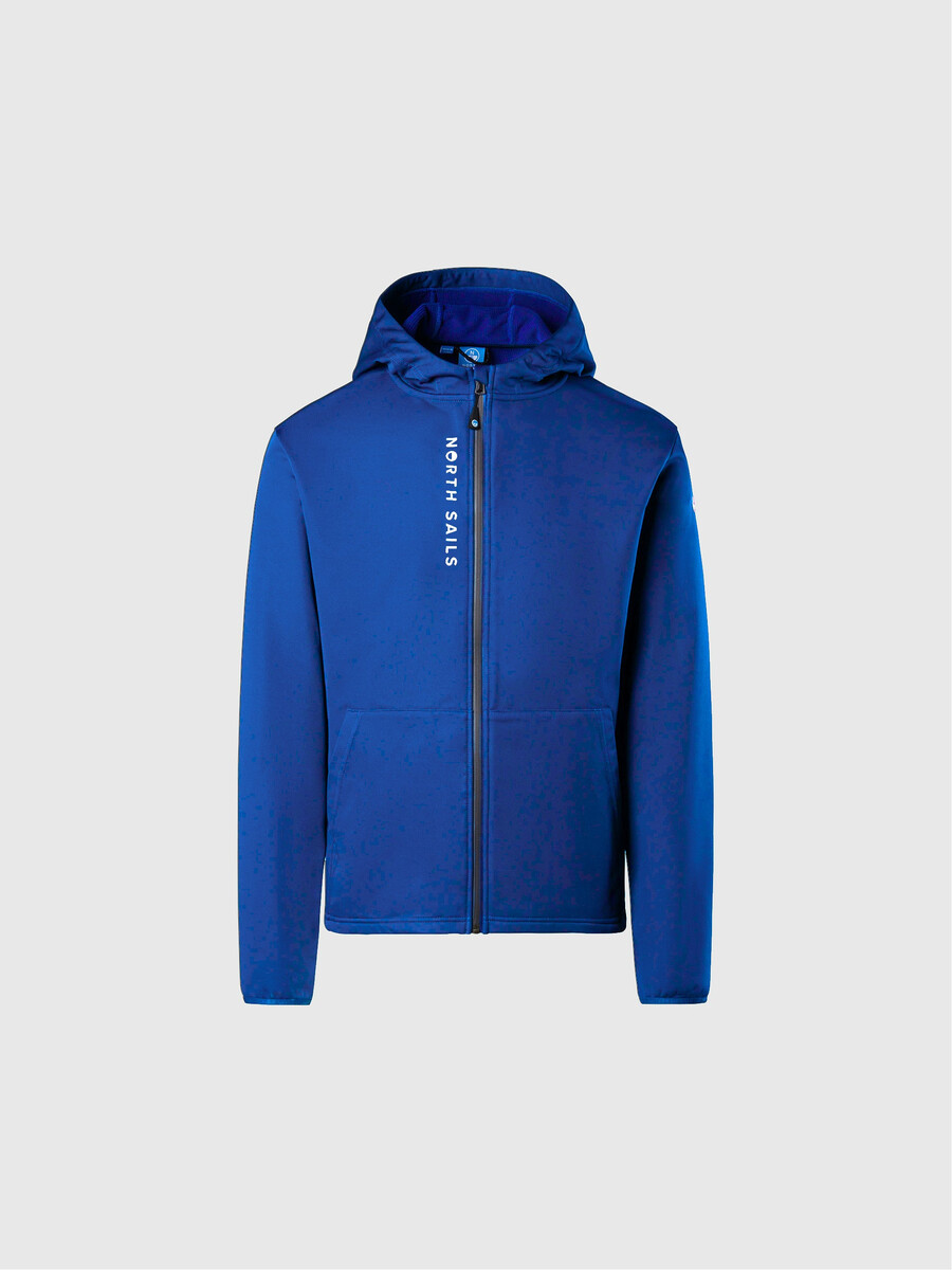 pulover s kapuco softshell z zadrgo