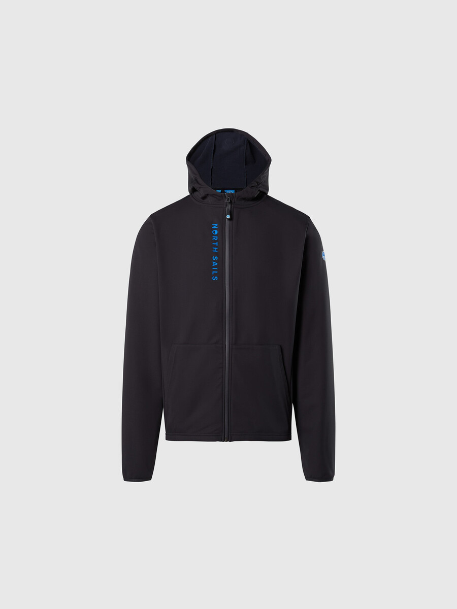 pulover s kapuco softshell z zadrgo