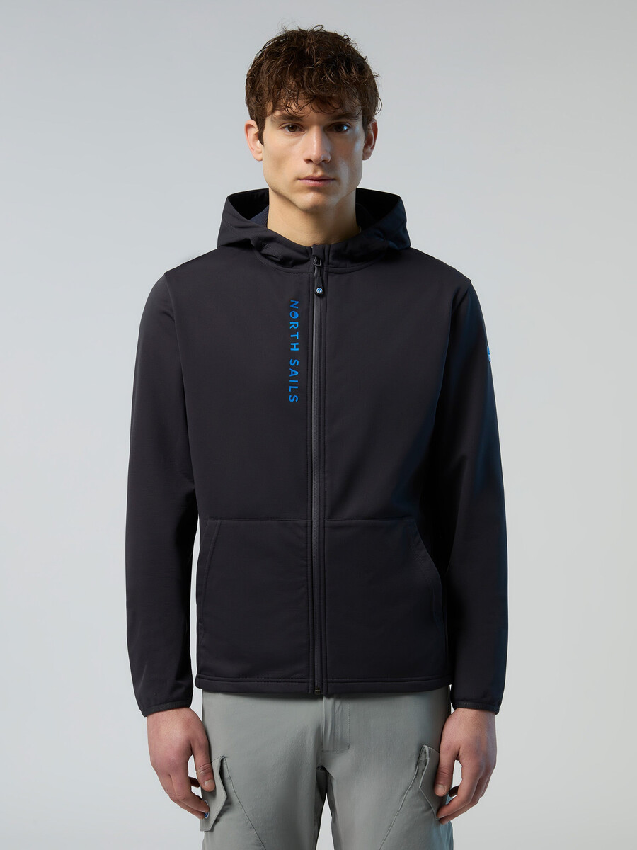 pulover s kapuco softshell z zadrgo